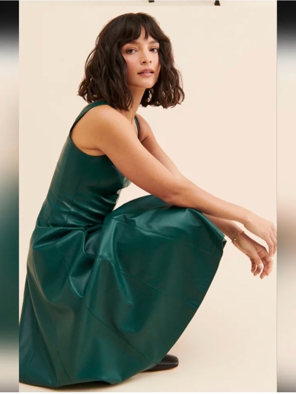 Avec Les Filles Emerald Green Sleeveless Midi Dress - Picture 3 of 4